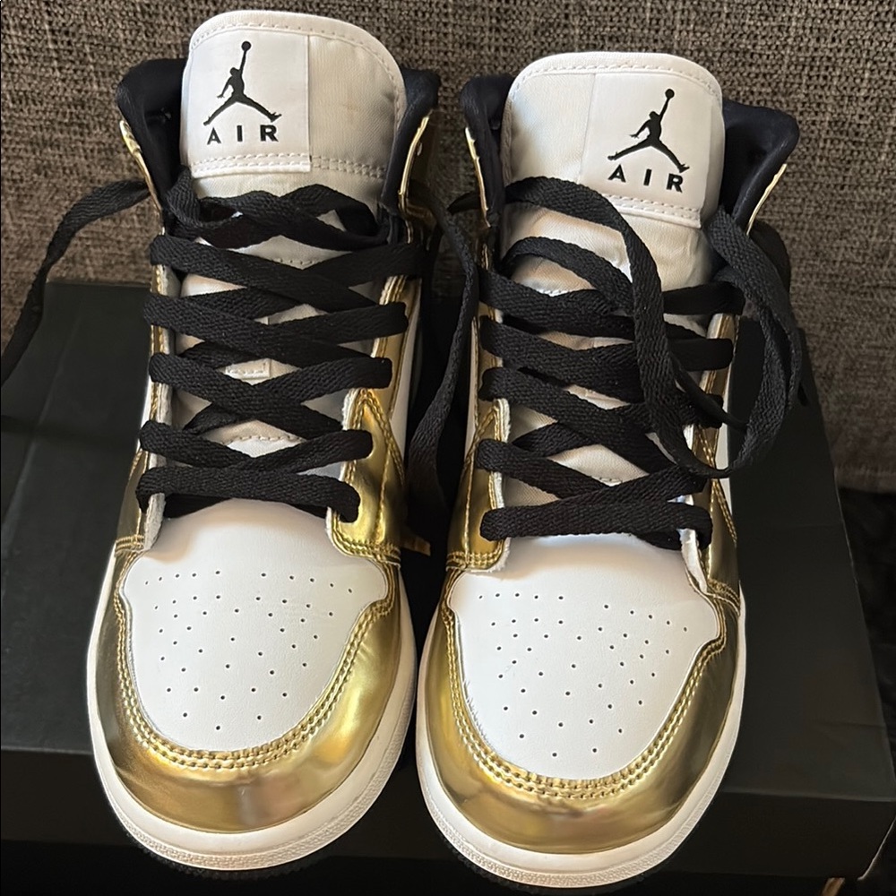 Air Jordan Gold and White Sneakers